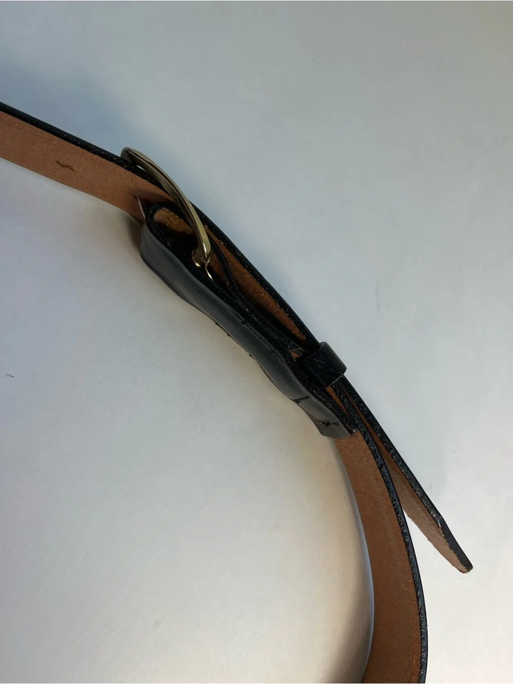 Vintage Paris Black Leather Dress Belt Size 32 Aniline Cowhide Comfort Buckle